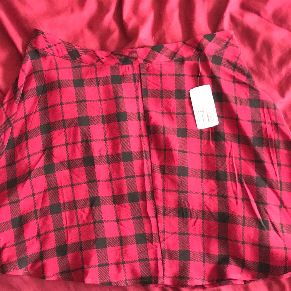Red and black plaid circle skirt